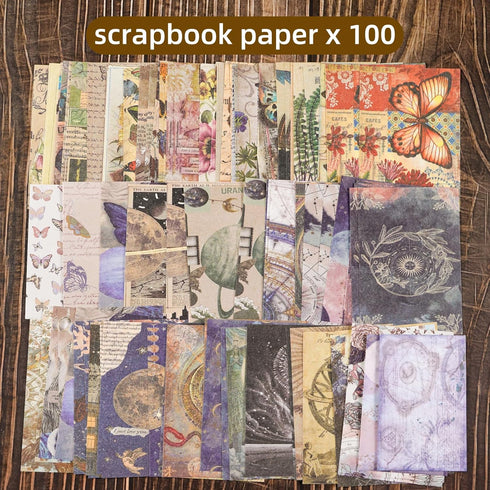 FUSTARKY 200 Pieces Vintage Scrapbook Supplies Pack, Vintage Butterfly Planet Scrapbook Paper Art Journaling Kit for Bullet Journals Planners Coll...