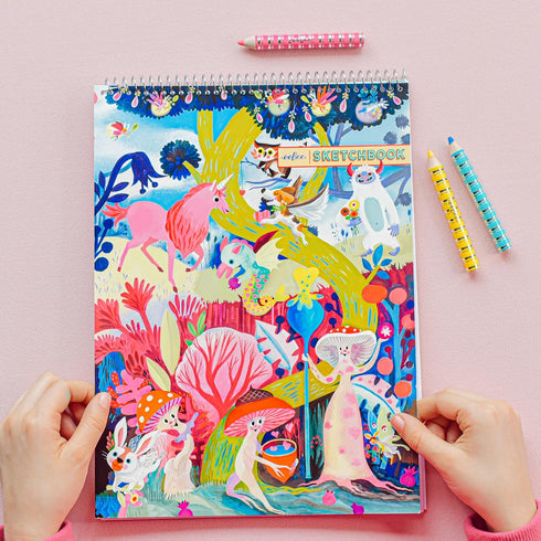 eeBoo: Magical Creatures Sketchbook - 60 Page Book, Spiral Bound, 8.5x11, Blank Pages, Draw-Design-Create...
