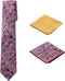 Men's Woven Paisley Regular Length Neck Tie with 2 Handkerchief Pocket Squares Hanky Set - Red Gold...