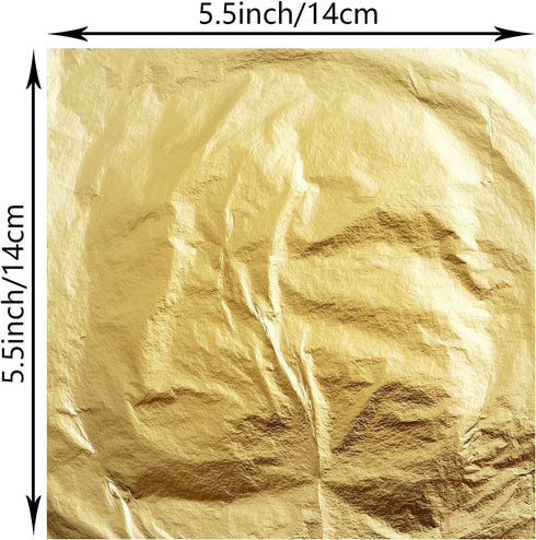 Gold Leaf Sheets for Arts, Painting, Gilding Crafting, Decoration, 5.5 by 5.5 Inches Imitation Gold Foil Sheets 100pcs...