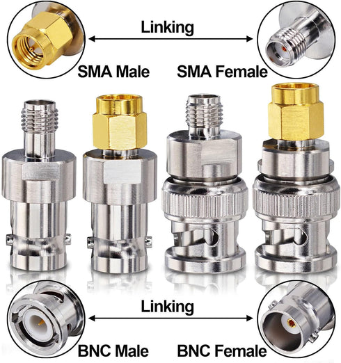 Onelinkmore BNC to SMA Coax Adapter for Baofeng UV-5R Ham Radio, HT Antenna, Scanner, SDR Dongle...