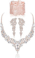 JOERICA Crystal Bridal Wedding Jewelry Set for Women Rhinestone Necklace Bracelet Earrings Set Bridal Jewelry Set for Wedding...