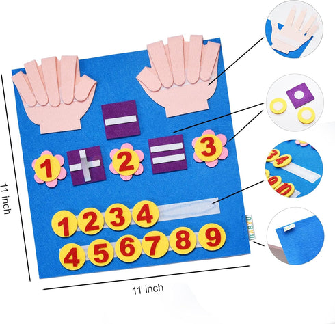 Montessori Learning Toddler Felt Educational Toy Finger Number Learning Counting Math Felt Board Preschool Manipulatives Travel Game Addition Subt...