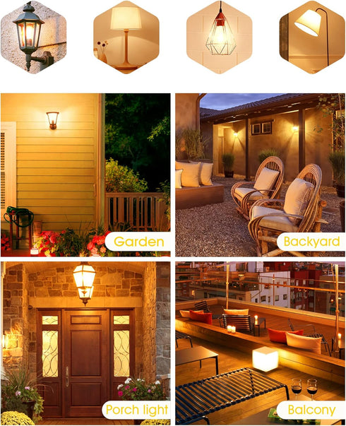 Yellow LED Bug Light Bulbs Outside, A19 LED Yellow Bug Bulb Outdoor 60W Equivalent, 9W Yellow Amber Bug Lights E26 Base Porch Lights, Non-Dimmable...