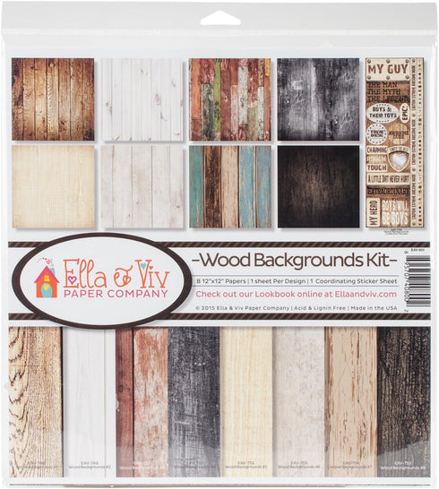 Reminisce EAV-800 Wood Backgrounds Scrapbook Collection Kit...