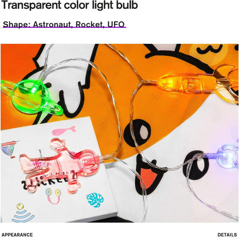 20 LED Children's Room LED String Light Astronaut Spaceship Rocket Pendants Holiday Party Lights Wall Window Nursery or Kids room Decor Wedding Ar...