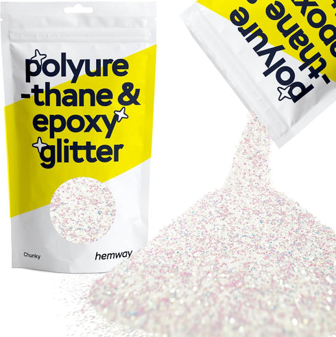 Hemway Polyurethane & Epoxy Resin Glitter 100g / 3.5oz Metallic Crystal Flake Additive for Flooring Jewelry Tumblers Glass Pigment - Chunky (1/40"...
