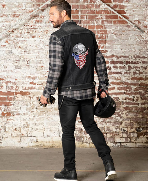 Ruthless Halfskull Patch 11.5" | Skeleton Embroidered American Flag Bandana Skull Patriotic Biker Emblem | Large Iron On - by Nixon Thread Co....