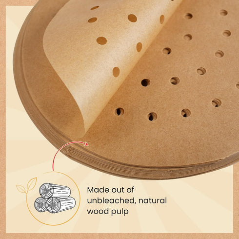 9? Steamer Paper, Air Fryer Round Parchment Paper Liners – 220pcs Unbleached Bamboo Steamer Liners – Easy Cleanup, Will Not Burn or Curl, Non-Toxi...