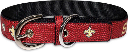 Pets First Leather Pet Collar NFL New Orleans Saints Premium Dog Collar Limited Edition Size Medium. Best & Strongest Heavy-Duty Dog Collar! (NOS-...