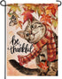 Be Thankful Cat Home Decorative Fall Garden Flag, Autumn Yard Lawn Maple Leaves Outside Decor, Thanksgiving Farmhouse Outdoor Small Burlap Decorat...