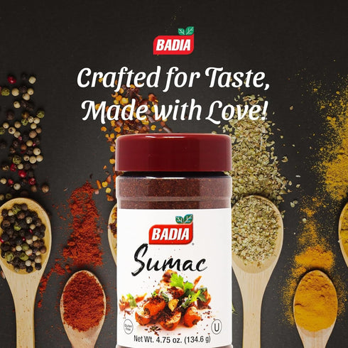 Badia Sumac Spice, 4.75 oz - Ground Sumac Seasoning, Tangy Citrus, Authentic Flavor, Gluten Free, Kosher...