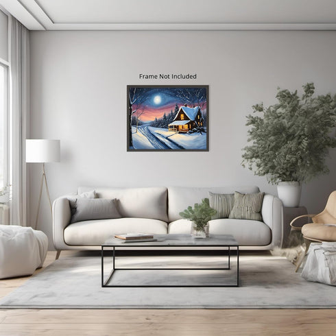 Posterizer 1 pcs- quaint old village-building in nature-night sky 11-Landscape & Nature Art-Floral Botanical Art- Decor for Home & Office- unframe...
