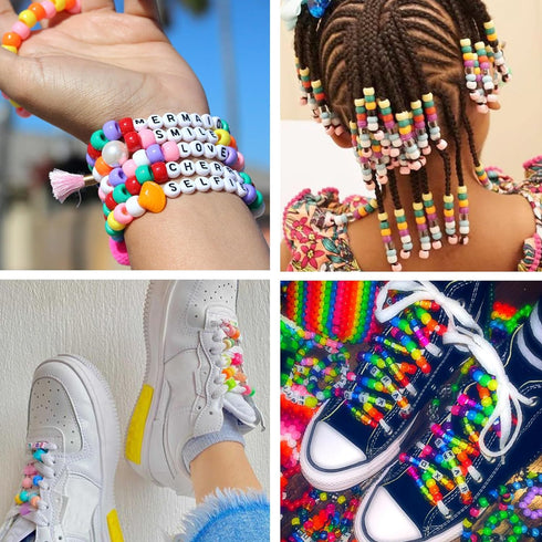 QUEFE 2350pcs, 64 Colors, Pony Beads for Bracelet Making Kit, Rainbow Kandi Beads Friendship Bracelet Kit, Letter Beads and Elastic Strings for Br...