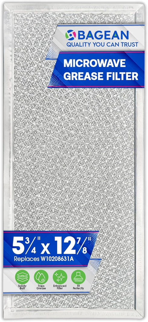 Microwave Filter Replacement 5.78" x 12.91" Fits W10208631A Whirlpool Microwave Filter - Aluminum Mesh Screen Grease Filters - Freshens and Filter...