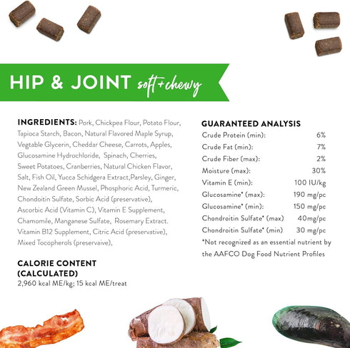 DOGSWELL Hip & Joint Soft & Chewy Dog Treats, Bacon, 14 oz. Pouch...