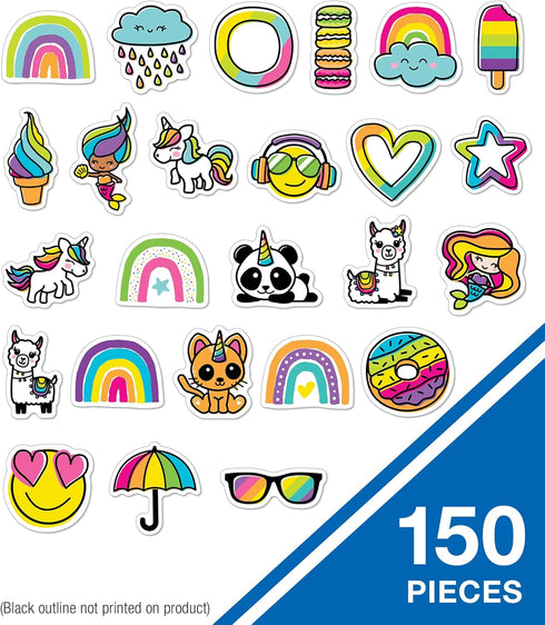 Carson Dellosa 150 Piece Rainbow Fun Bulletin Board Cutouts, Heart, Star, Emoji, Rainbow Bulletin Board, White Board, and Door Decorations, Rainbo...