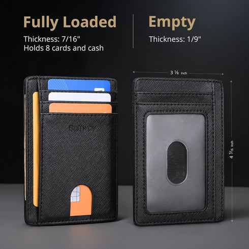 Buffway Slim Minimalist Front Pocket RFID Blocking Leather Wallets for Men and Women - Cross Black...