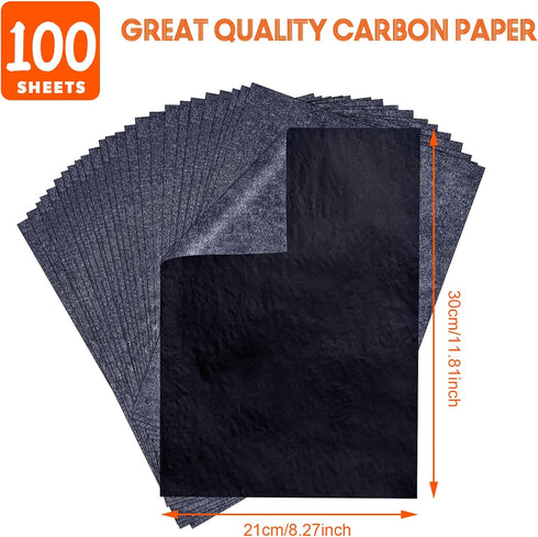 PSLER 100 Sheets Carbon Paper Sheets, Carbon Transfer Paper with 3PCS Embossing Stylus for DIY Woodworking, Paper, Canvas and Other Art Craft Surf...
