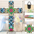 Floral Cross Wall Decor Hand Painted Decorative Inspirational Wooden Cross Mexican Art Wall Decor Mexican Crucifix for Home Room Church Decoration...