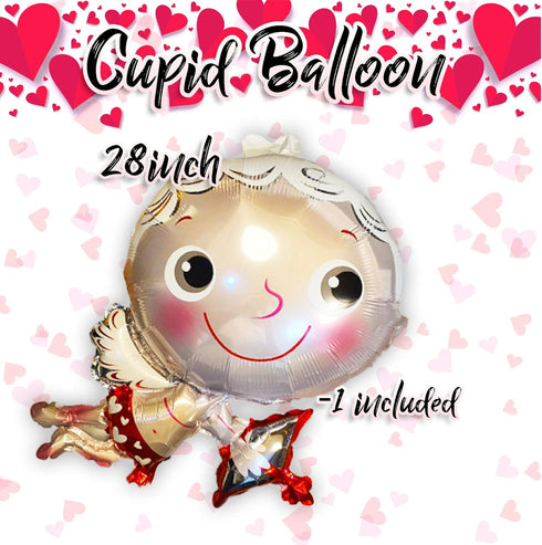 Anniversary Birthday Or Valentines Day Balloons Kit | Cupid + Red Hearts + LOVE Letter Mylar Foil Decorations Set...