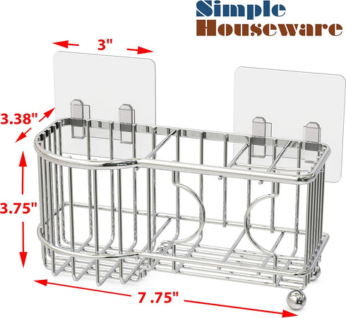 Simple Houseware Stainless Steel 6 Slots Toothbrush Holder Adhesive Wall Organizer, Chrome...