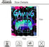 Boys Gamer Shower Curtain Kids Gaming Cool Video Game Teal Neon Controller Bathroom Decor Colorful Graffiti Gamepad Teen Men Unique Cool 72Wx72H B...