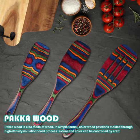 Spurtle Set, Wooden Utensils for Cooking, Kitchen Utensils Set, Pakkawood Kitchen Cooking Utensils Set, Apartment Essentials Wood Serving Spatula ...