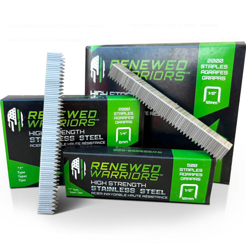 Stainless Steel Staples T/50 Fastener - 3/8 Crown (T/50 Type - 3/8" Leg, Stainless Steel - 500 Count)...