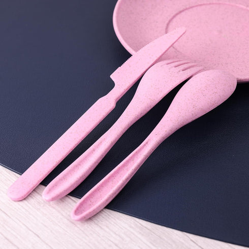 Wheat Straw Travel Utensils Set with Case - Kids Cutlery Set - BPA Free Portable Silverware for Lunch Box - Fork Spoon Knife Set with Case - Eco F...
