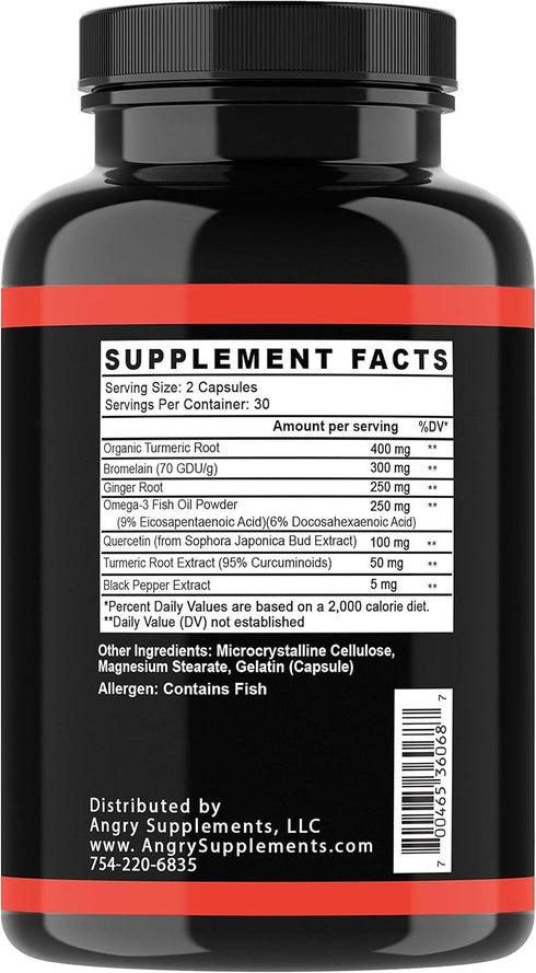 Angry Supplements Turmeric Curcumin & Ginger Maxx, 95% Curcuminoids with Black Pepper, Joint Support, Antioxidant, 1355mg Blend of Non-GMO Ingredi...