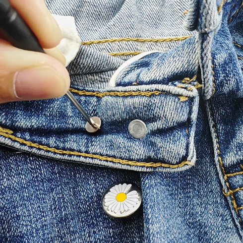 RONYOUNG 100PCS Jeans Buttons Pins with Screwdriver, Jean Buttons for Loose Jeans, Removable Instant Metal Buttons, No-Sew Replacement Buttons for...