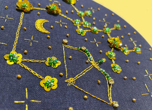 mozhijing constellation Embroidery Kit for Adults with Stamped Pattern, Round Beads for Embroidery DIY Crafting,Cross Stitch Beginner Kits with Fr...