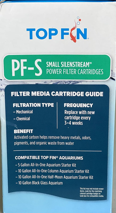 Top Fin Silenstream PF-S Small Filter Cartridges (6 Count) Refill for PF10 Power Filters (5.5in x 3.1in)...