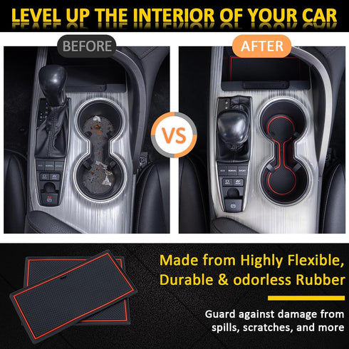 TOPINSTALL Accessorize Interior Mats Compatible with 2018-2024 Toyota Camry Accessories, Non-Slip Cup Holder Mats Door Pocket Pads Center Console ...
