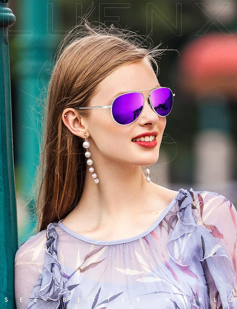 LUENX Aviator Sunglasses for Women Men Polarized Lens Trendy Sun Glasses - UV 400 Protection 60MM with Accessories Driving...