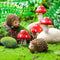 Queekay Resin Hedgehogs & Wood Mushroom Sculpture, Fairy Wild Garden Supplies, 6 Pieces, Red, Handmade Decor...