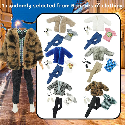 19 PCS Clothes for Doll Winter Cloth Including 1 Winter Coat 4 Casual Outfits ( 4 Tops and 4 Pants ) 1 Sport Set 6 Pair Shoes 1 Glasses 1 Surfboar...