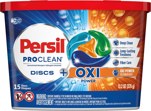 Persil ProClean Discs Laundry Detergent Pacs, Oxi, High Efficiency (HE) Compatible, Laundry Soap, 15 Count...