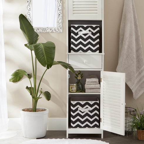DII Non Woven Polyester Storage Bin, Chevron, Black, Small Set of 2...