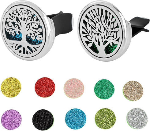 Framendino, 2 Pack 30mm Car Diffuser Vent Clips Life Tree Diffuser Vent Clip with 20 Pack Shiny Felt Pads Essential Oil Fragrance Diffuser for Car...