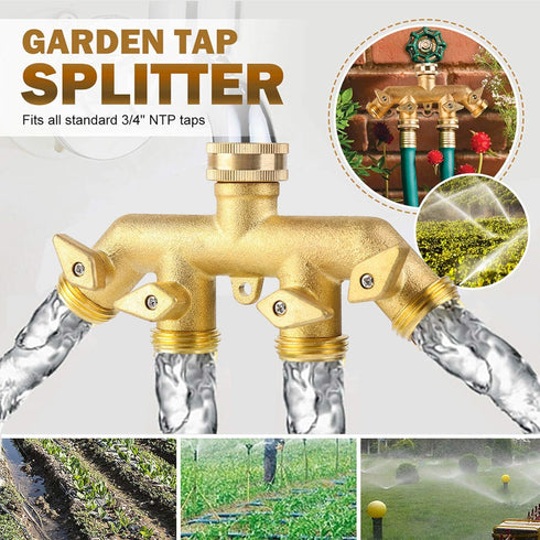 Heavy Duty Garden Faucet Splitter Hose Splitter (4-Way Brass)...