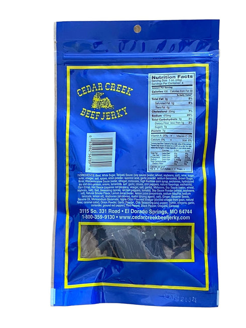 Cedar Creek | Air-Dried Thinly Sliced | 4oz pack | No Artificial Preservatives | Grass Grain Fed Beef | Clean Healthy Snack (Teriyaki)...