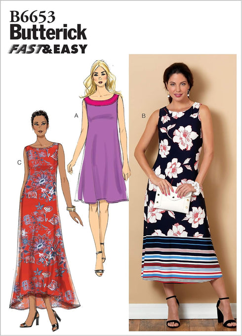 Butterick B6653A5 Fast and Easy to Sew Women's Pullover Knit Dress Sewing Patterns Sizes 6-14...