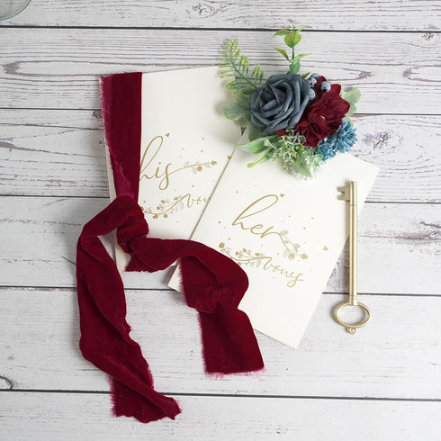 MEEDEE Burgundy Velvet Ribbon 3 Inch Burgundy Red Velvet Ribbon Fringe Velvet Ribbon Raw Edge Silk Velvet Ribbon for Wreaths, Flower Bouquet, Phot...