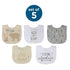Neat Solutions 5 Pack Aspirational Bib Set with Mixed Fabrics & Water Resistant Inner Core - Boy, Grey Oatmeal While...