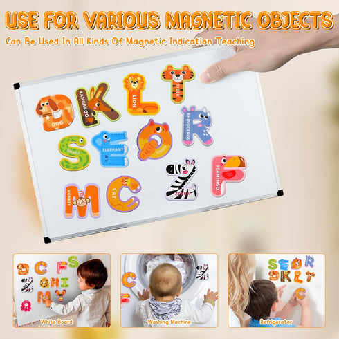 Magnetic Letters Toys for Baby Toddler 1 2 3 Year Old, ABC Refrigerator Magnets 26PCS Cute Animals Toys, Educational Learning Alphabet Magnets for...