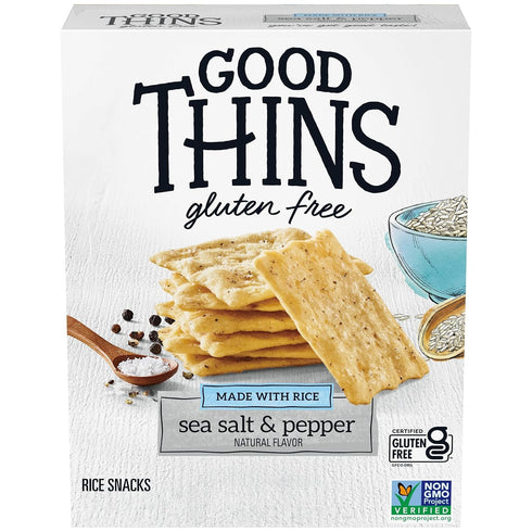 GOOD THINS Sea Salt & Pepper Rice Snacks Gluten Free Crackers, Snack Crackers, 3.5 oz...