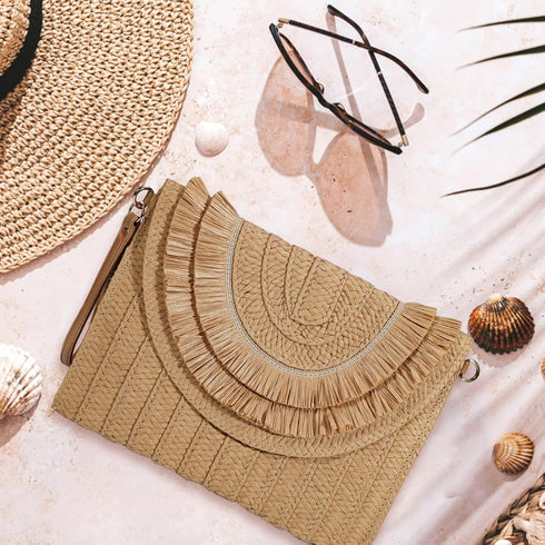 YYW Straw Handbag Straw Clutch Straw Shoulder Bag for Women Summer Beach Cruising Envelope Clutch Raffia Bag...
