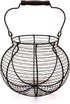 CVHOMEDECO. Antique Wire Egg Basket with Wood Handle Primitives Vintage Gathering Basket. Rusty...